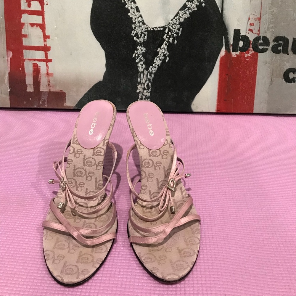 Bebe mule sandaled kitten heels